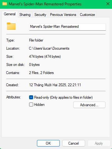 Báo lỗi không thể tạo được thư mục lưu game (save game location)