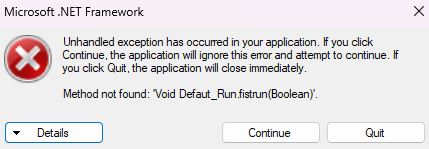 The Forest bị lỗi Microsoft .NET Framework "Unhandled exception has occured..."