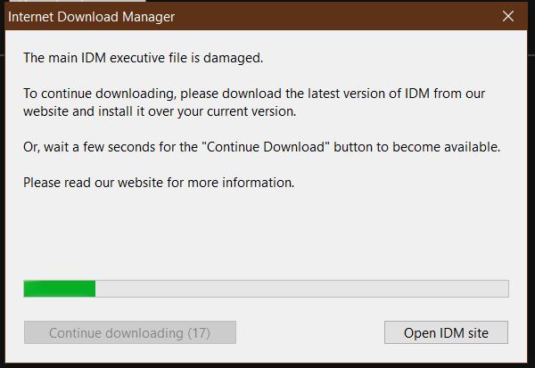 IDM lỗi file khi sau khi patch