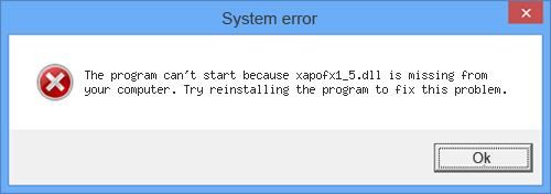 Hướng dẫn khắc phục và sửa lỗi XAPOFX1_5.dll