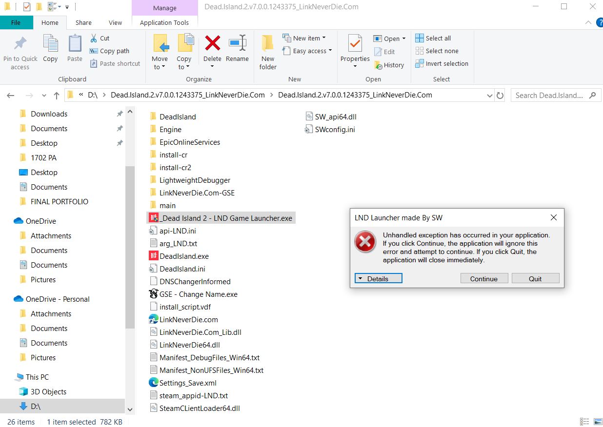 Dead Island 2 - LND launcher hiện lỗi "Unhandled exception has occurred....". Dead Island 2 - LND launcher hiện lỗi "Unhandled exception has occurred....".