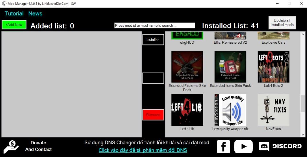 L4D2 Mod manager không có nút uninstall L4D2 Mod manager không có nút uninstall