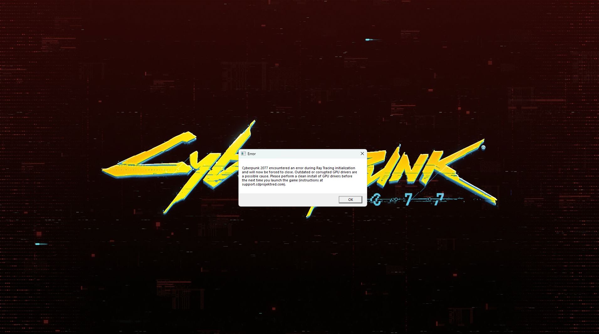 Gặp lỗi khi vào game Cyberpunk !!! Gặp lỗi khi vào game Cyberpunk !!!
