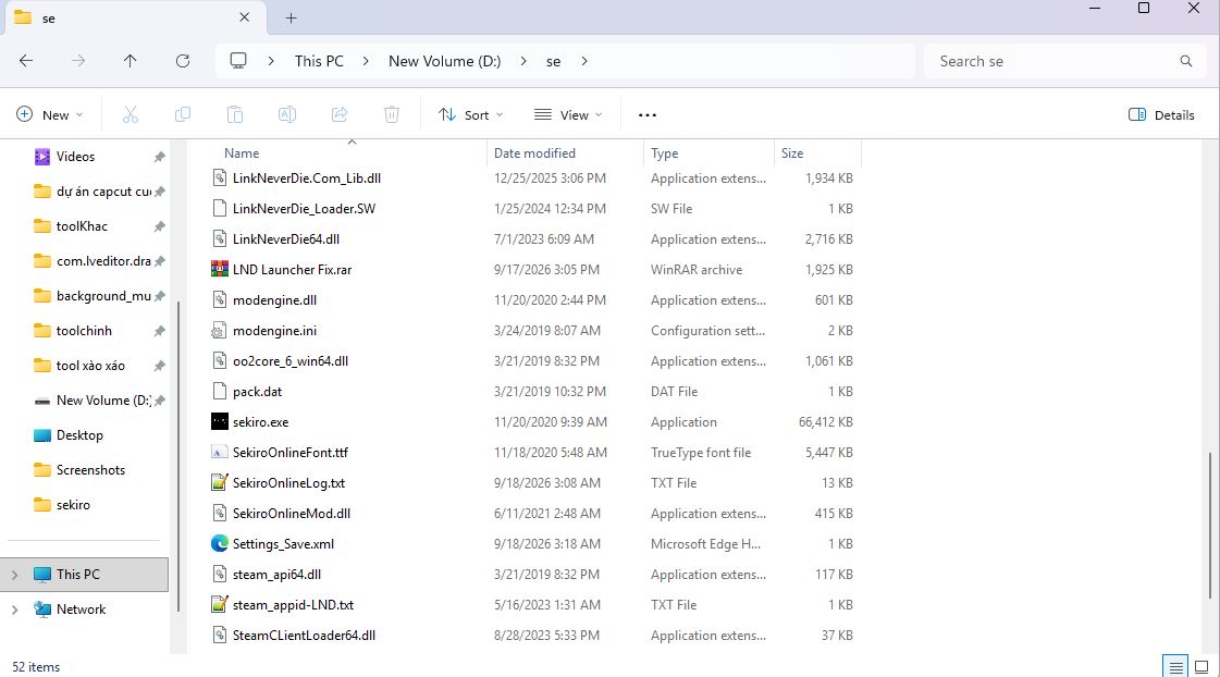 Lỗi fatal error khi chơi sekiro online