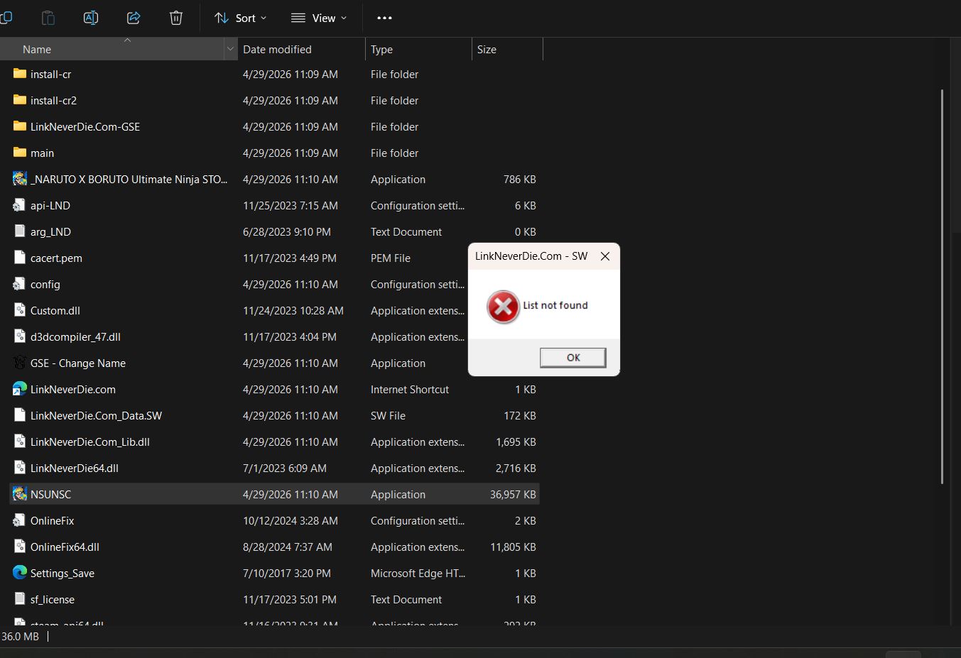 List not found và A 32 bit processes cannot access modules of a 64 bit process