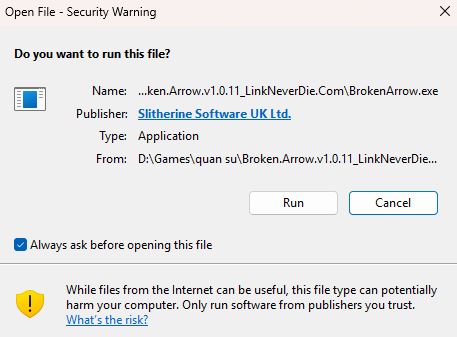 Game Broken Arrow bị tự động out khi cài bản việt hóa. Game Broken Arrow bị tự động out khi cài bản việt hóa.