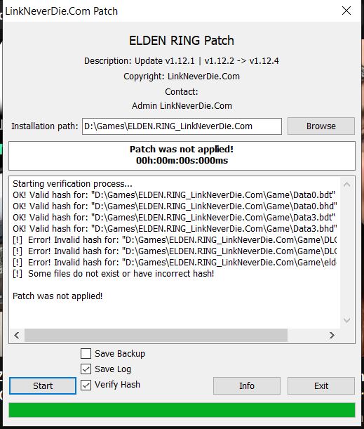 Không thể patching phiên bản 1.12.4