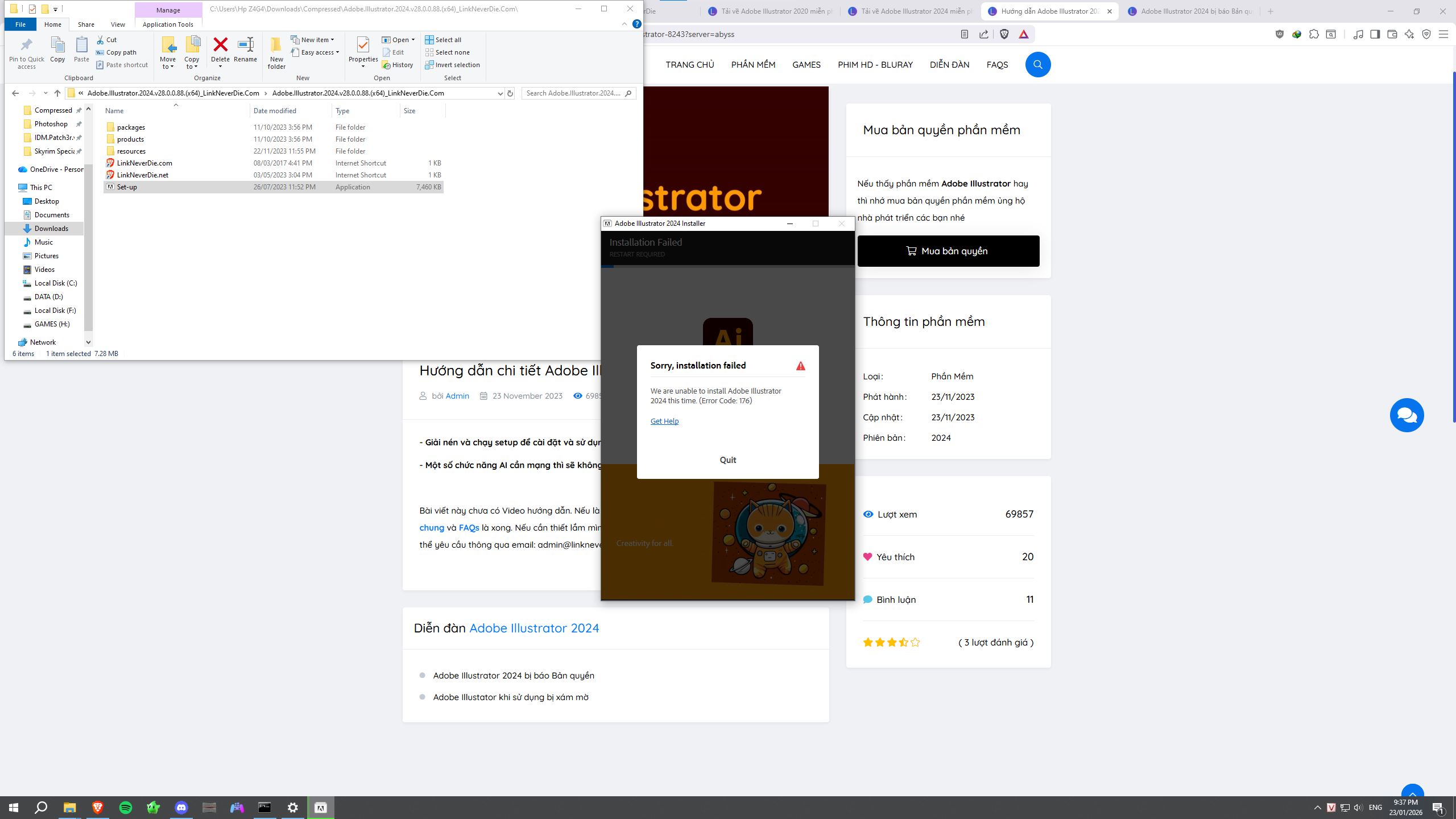 Không cài đặt được Adobe Illustrator 2024 và các phiên bản khác