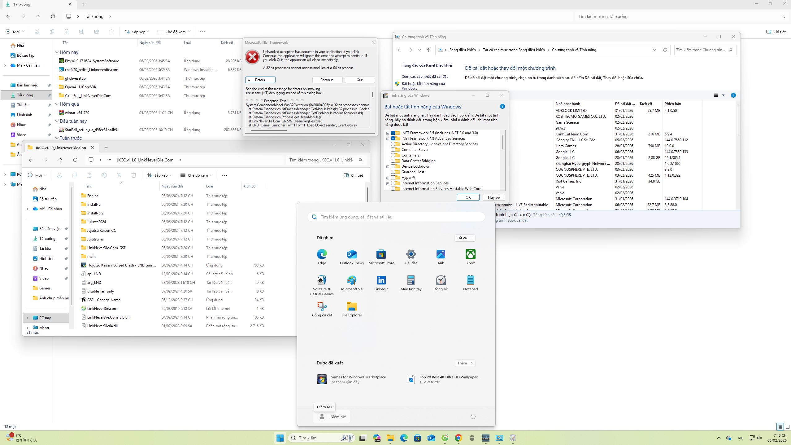 lỗi xung đột microsoft .net framework do xung đột 32bit/64bit
