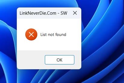 list not found