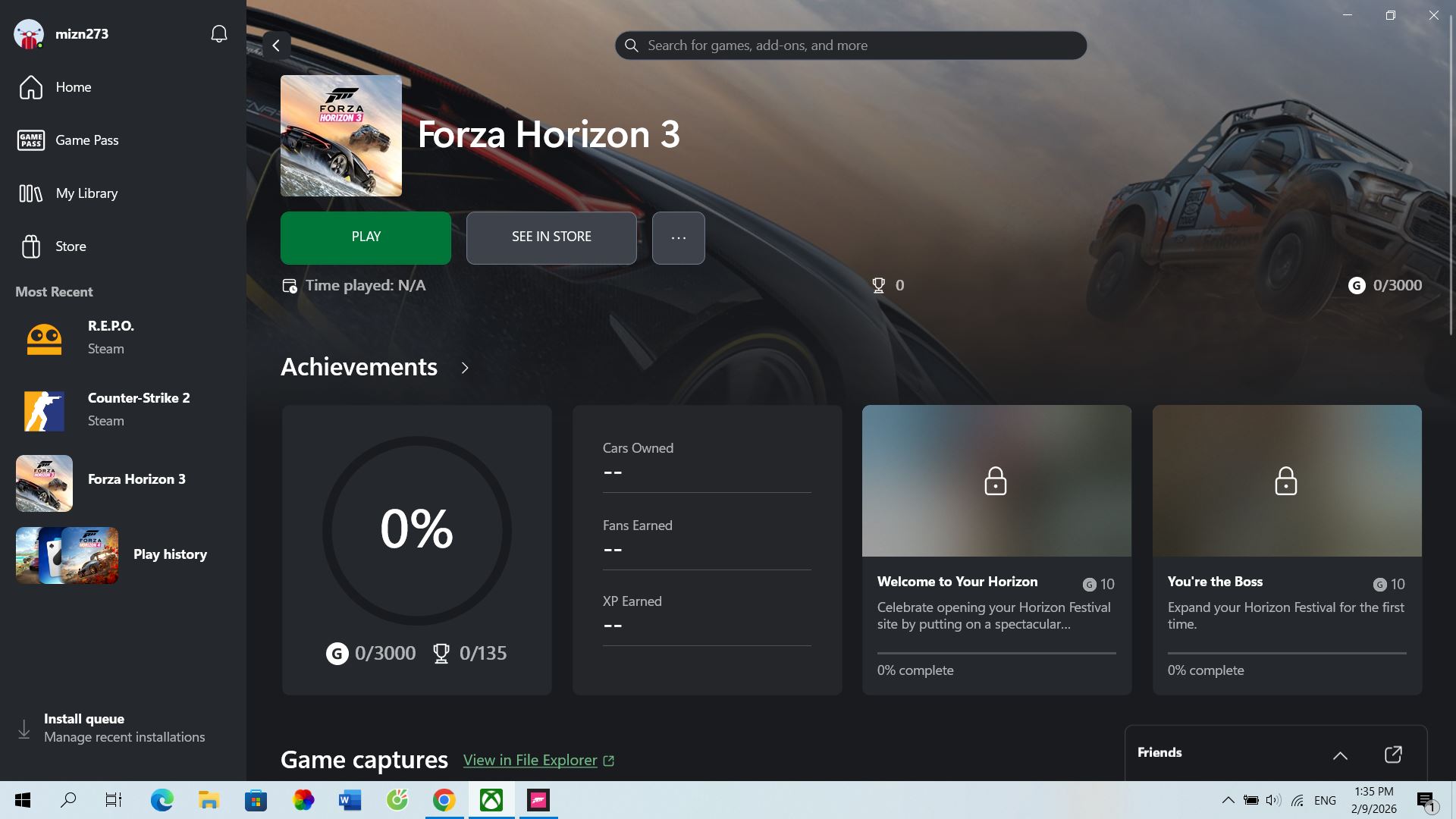Lỗi không chơi được Forza Horizon 3