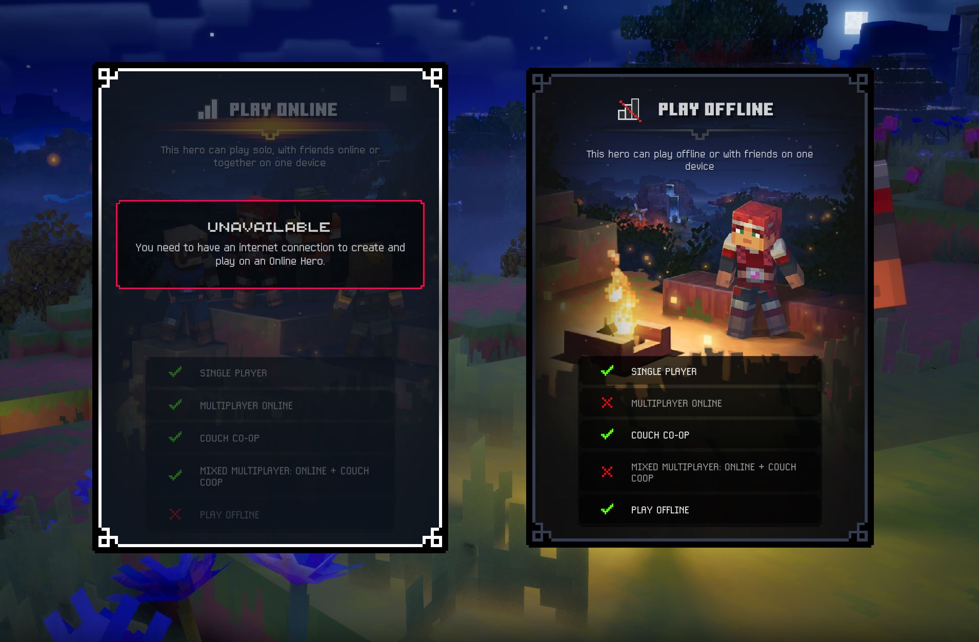 Lỗi online Minecraft dungeon II
