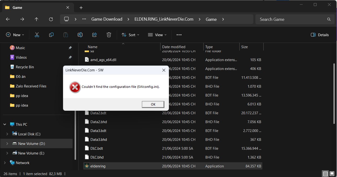 elden ring không thể khởi động dù đã vào game thành công 1 lần