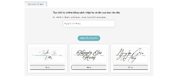chữ ký đẹp theo tên