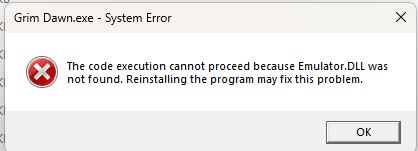Grim Dawn lỗi khởi động a 32 bit processes cannot access modules of a 64 bit process