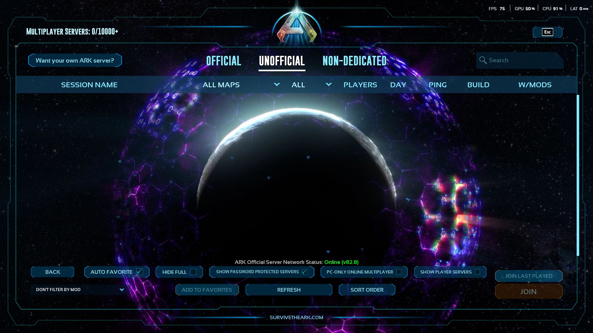 ARK: Survival Ascended, mọi người cho mình hỏi là sao bản game của mình không hiện server