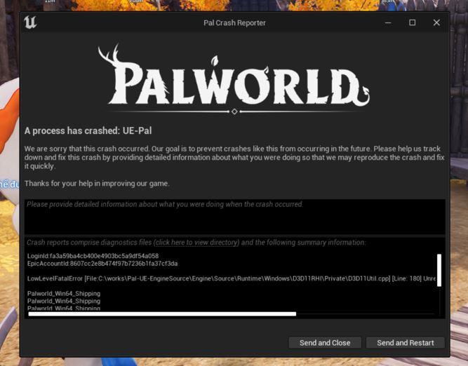 Palworld 1.0 bị Crash